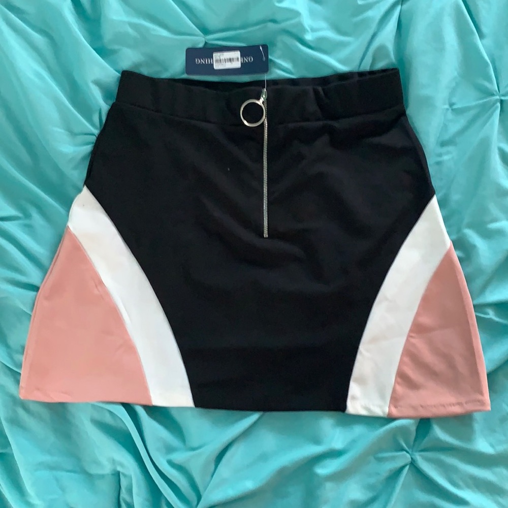 Color block zip up sweat skirt / tennis skirt